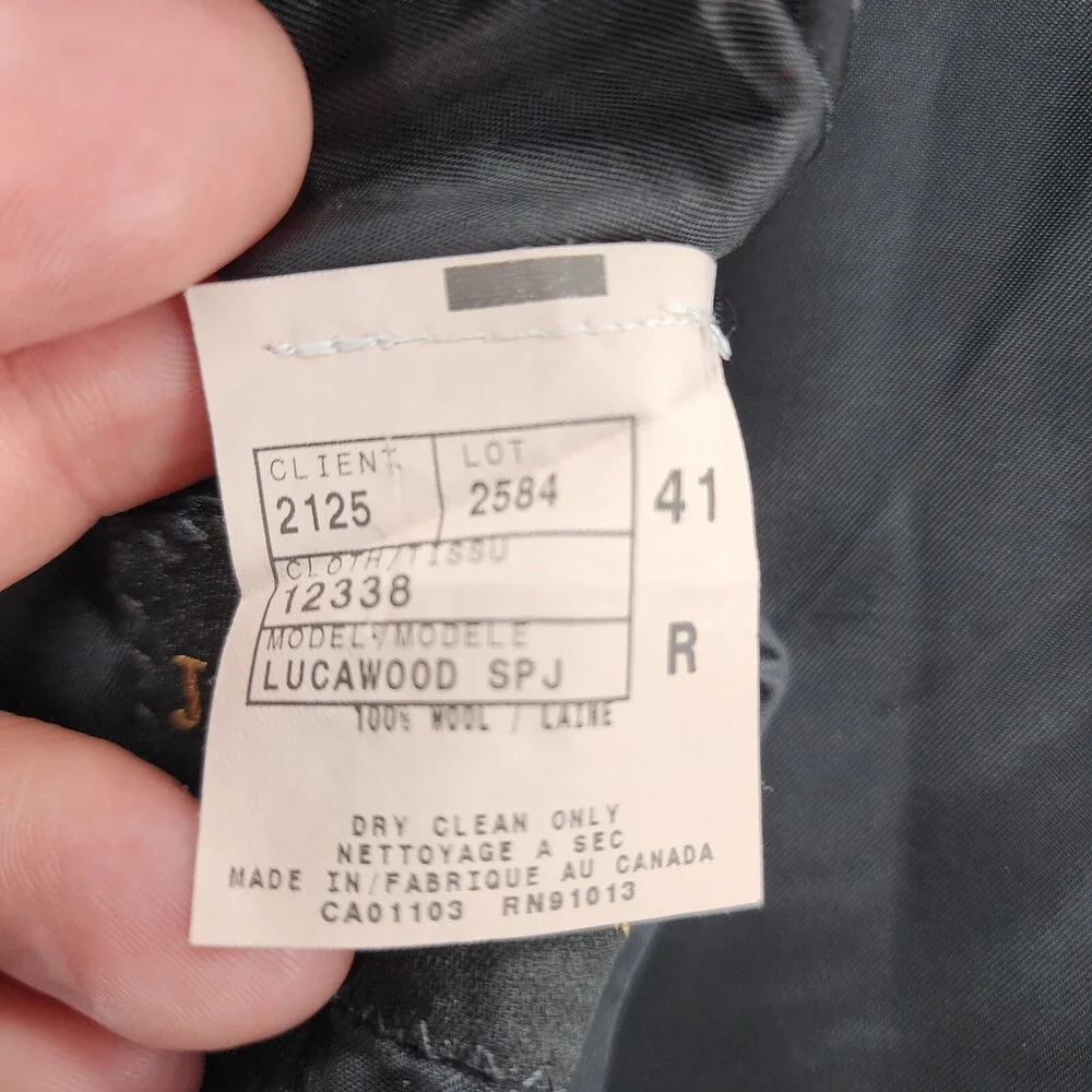 Jack Victor Sport Coat Mens 41R Blazer Black 2 Button Super 100's